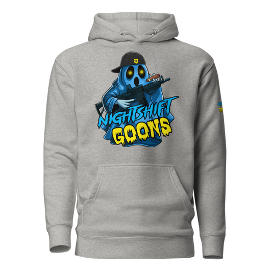 Cigar Ghosty Graveyard Shift Cop Hoodie in carbon grey, front view