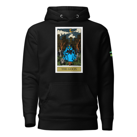 The Goon Tarot Card Cop Hoodie in black, front view