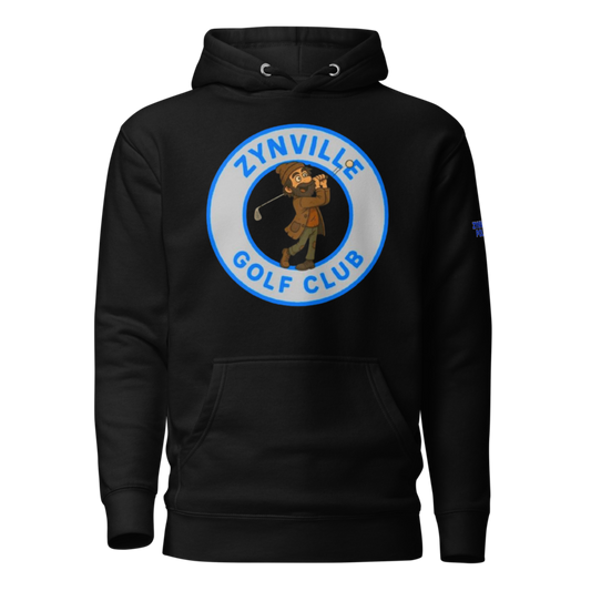 Zynville Golf Club Cop Hoodie in black, front view