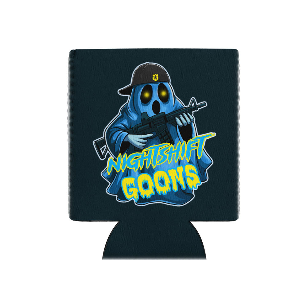 Ghosty can cooler, regular 12 oz, Ghosty logo side