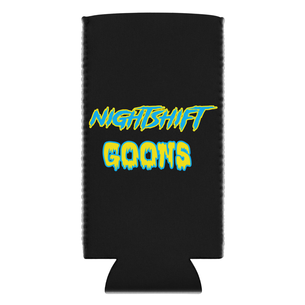 Ghosty Splatter can cooler, slim 12 oz, wordmark side