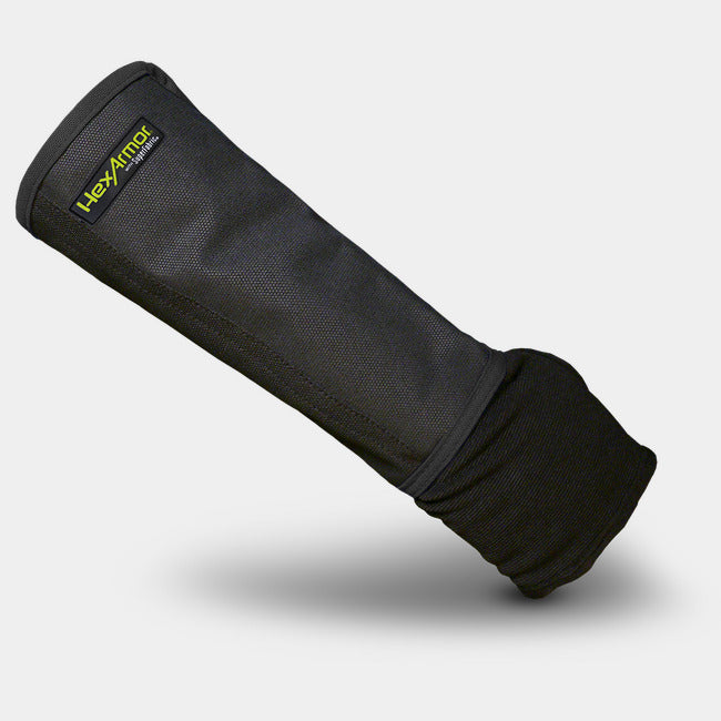 HexArmor AG8TW 8-inch needle-resistant arm guard with thumb hole, black