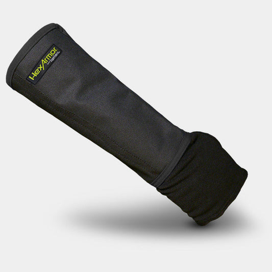 HexArmor AG8TW 8-inch needle-resistant arm guard with thumb hole, black