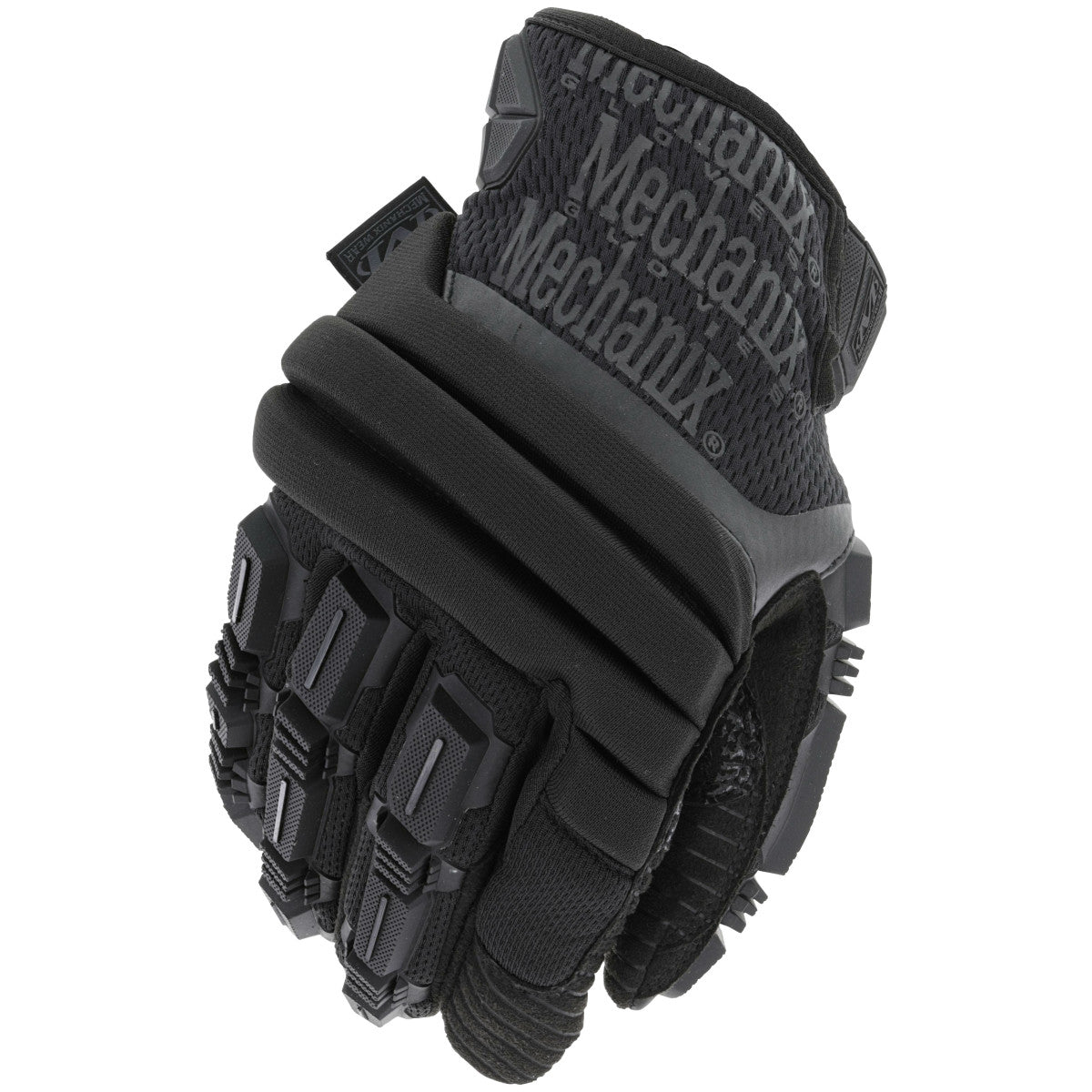 Mechanix M-Pact 2 Covert glove, all black, back of hand with knuckle armor
