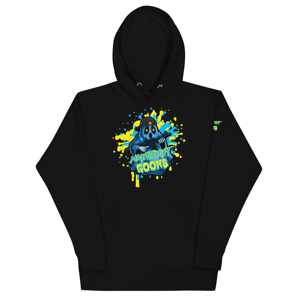 Ghosty Splatter cop hoodie, front, flat